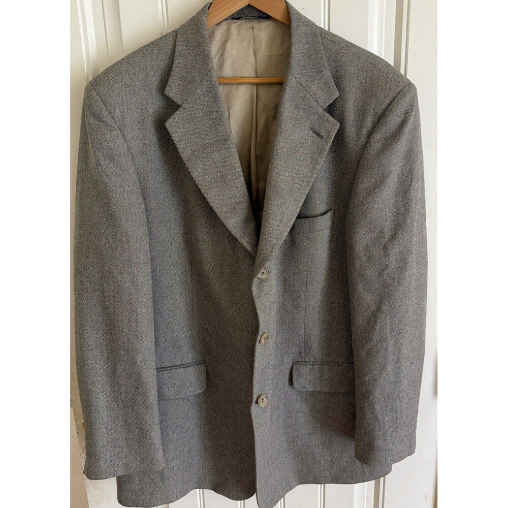 Brooks Brothers 346 Blazer Mens 44R Gray Herringbone Wool Sport Coat Tweed